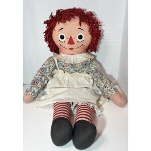 VTG Large 24" Raggedy Ann Knickerbocker Doll 1970s Original I Love You! Heart